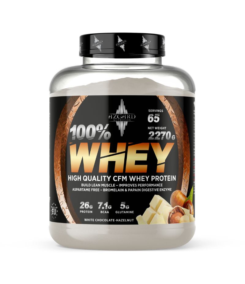 AZGARD WHEY PROTEIN 100% PREMIUM 2270G Bela čokolada lešnik