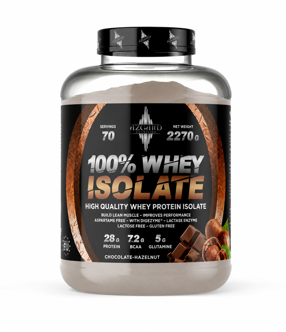 AZGARD 100% WHEY IZOLAT 2270g čokolada lešnik